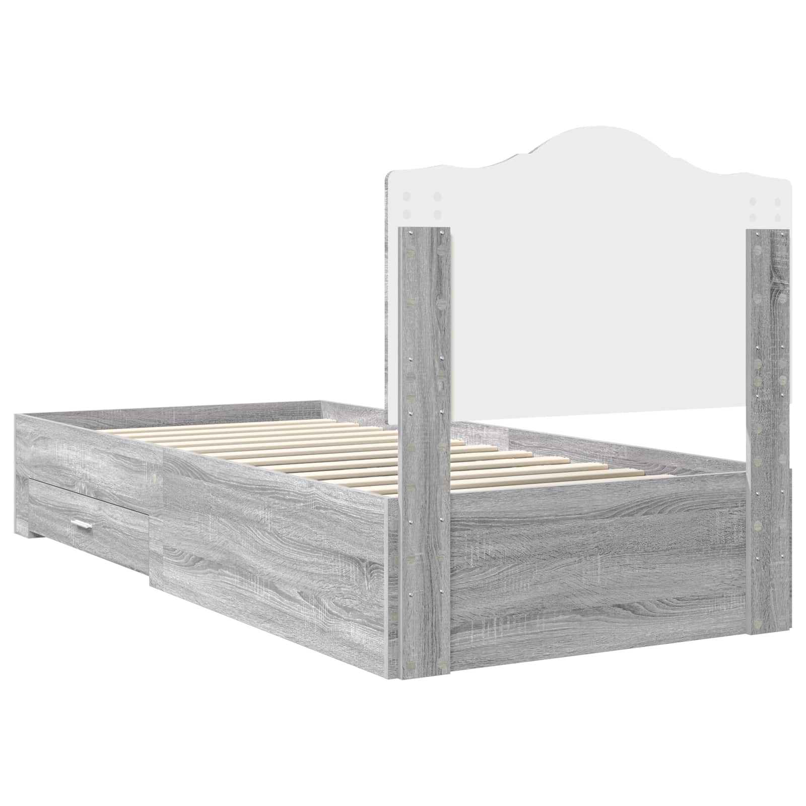 Bedframe met hoofdeinde Grijs Sonoma 90 x 200 cm Bewerkt hout is nu te koop bij PeponiXL, paradijselijk wonen!