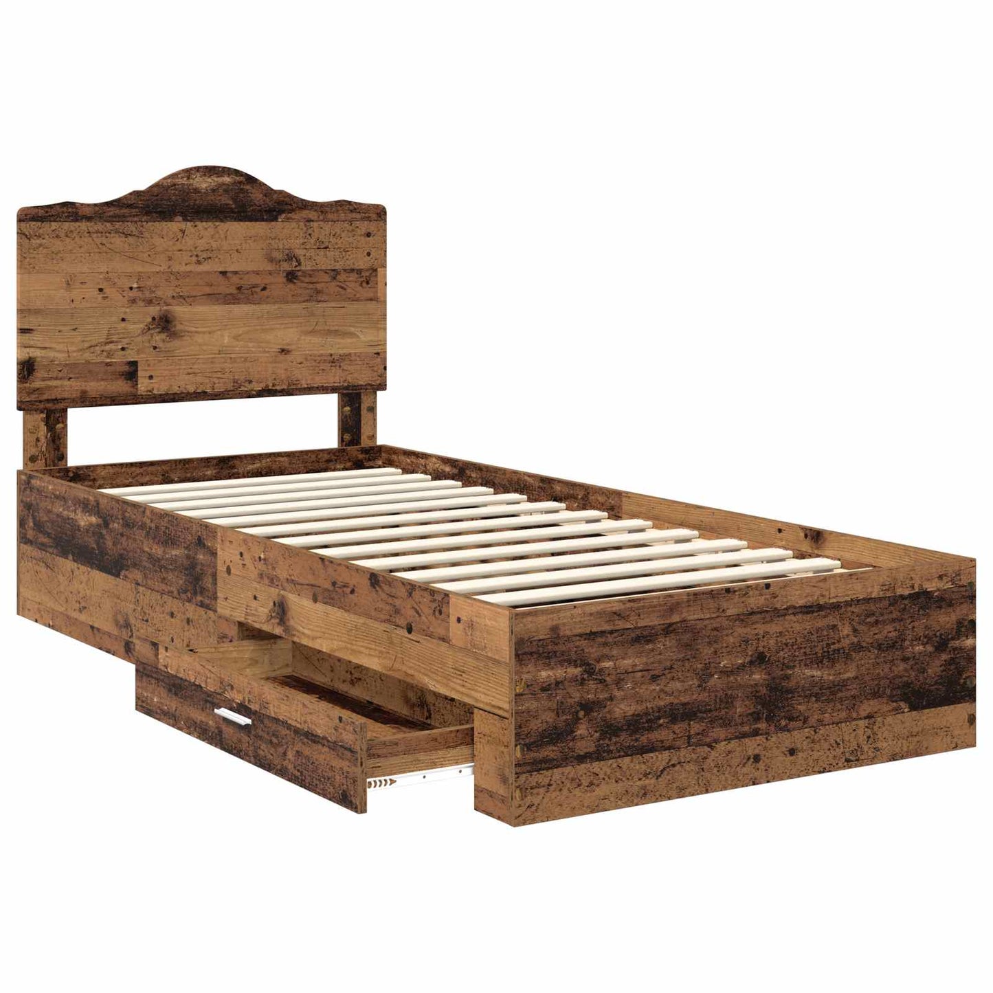 Bedframe met hoofdeinde Oudhout 90 x 200 cm Bewerkt hout is nu te koop bij PeponiXL, paradijselijk wonen!
