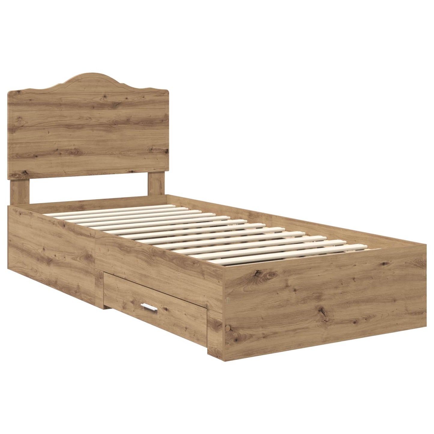 Bedframe met hoofdeinde Artisan Eiken 90 x 200 cm Bewerkt hout is nu te koop bij PeponiXL, paradijselijk wonen!