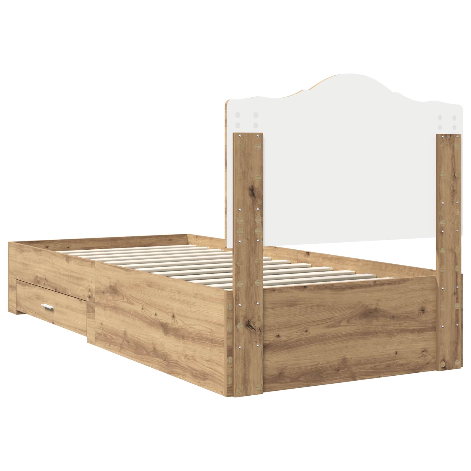 Bedframe met hoofdeinde Artisan Eiken 90 x 200 cm Bewerkt hout is nu te koop bij PeponiXL, paradijselijk wonen!