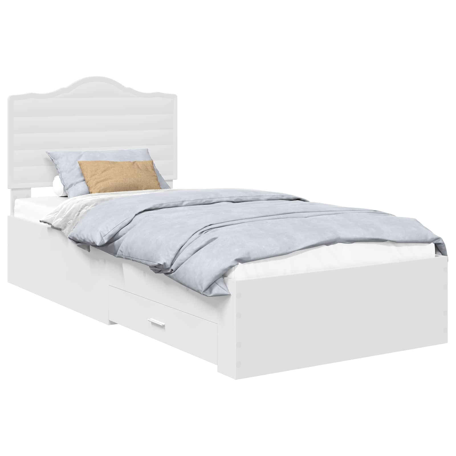 Bedframe met hoofdeinde met lade Wit 90 x 190 cm Bewerkt hout is nu te koop bij PeponiXL, paradijselijk wonen!