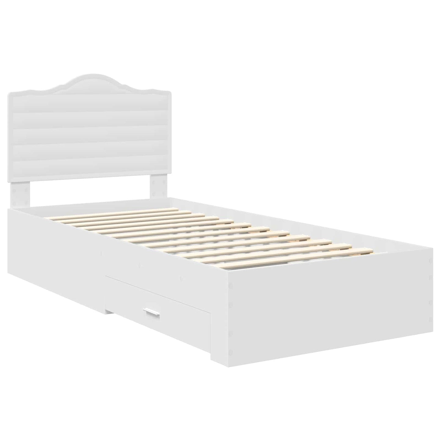 Bedframe met hoofdeinde met lade Wit 90 x 190 cm Bewerkt hout is nu te koop bij PeponiXL, paradijselijk wonen!