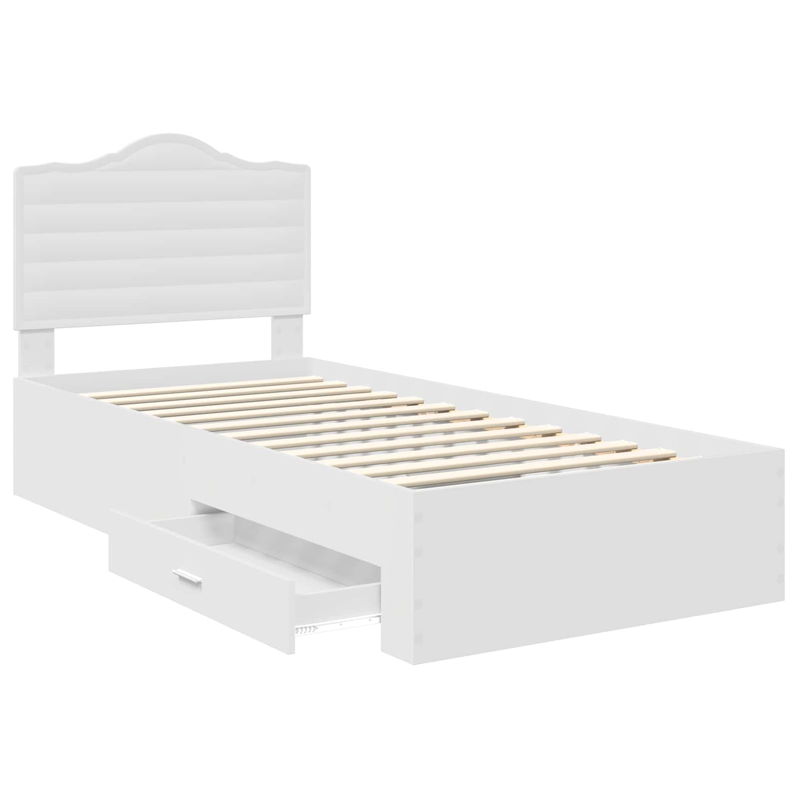 Bedframe met hoofdeinde met lade Wit 90 x 190 cm Bewerkt hout is nu te koop bij PeponiXL, paradijselijk wonen!