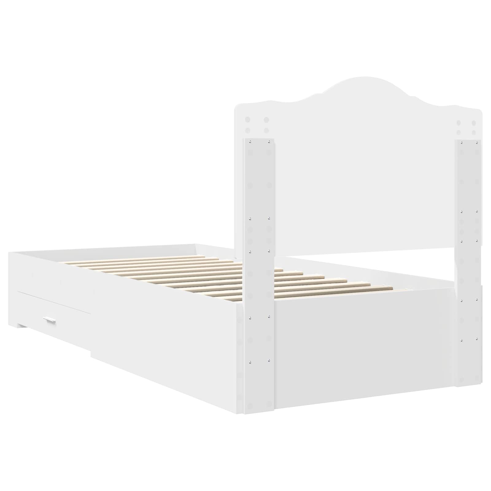 Bedframe met hoofdeinde met lade Wit 90 x 190 cm Bewerkt hout is nu te koop bij PeponiXL, paradijselijk wonen!