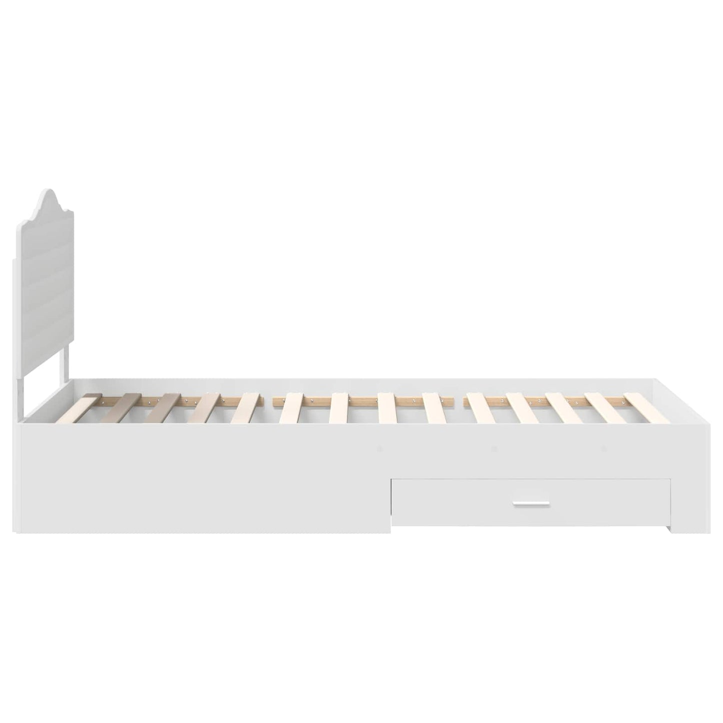 Bedframe met hoofdeinde met lade Wit 90 x 190 cm Bewerkt hout is nu te koop bij PeponiXL, paradijselijk wonen!