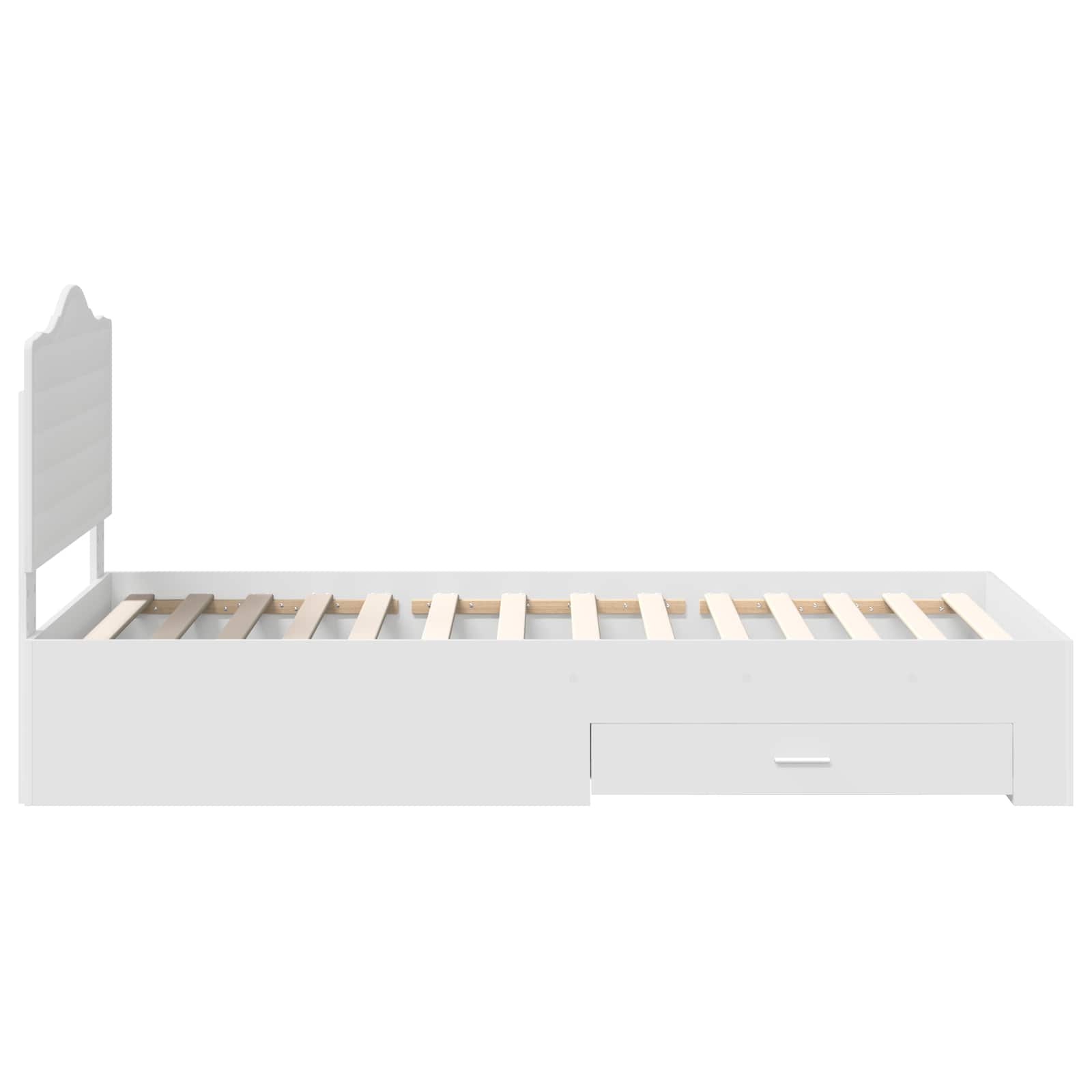 Bedframe met hoofdeinde met lade Wit 90 x 190 cm Bewerkt hout is nu te koop bij PeponiXL, paradijselijk wonen!