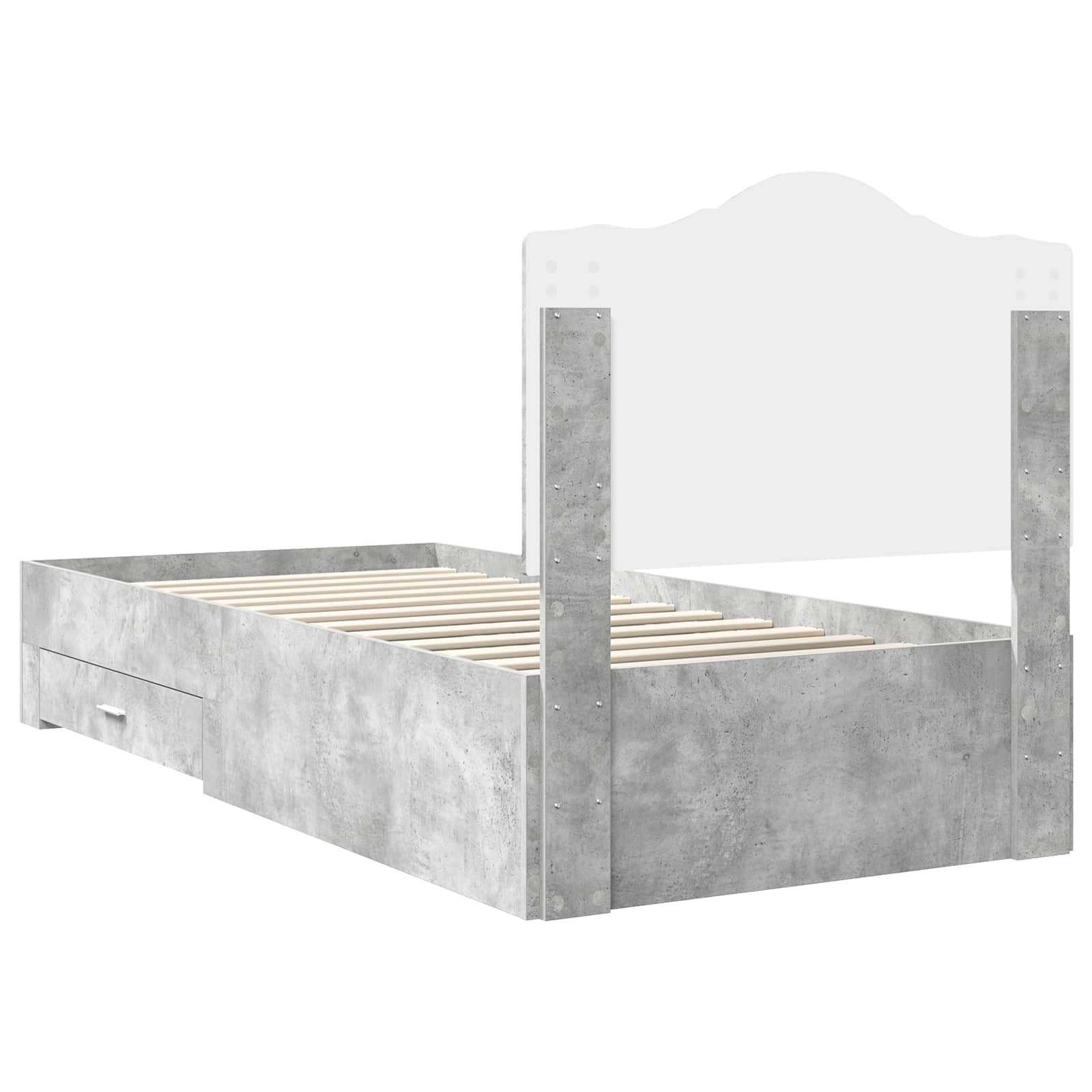 Bedframe met hoofdeinde Beton Grijs 90 x 190 cm Bewerkt hout is nu te koop bij PeponiXL, paradijselijk wonen!