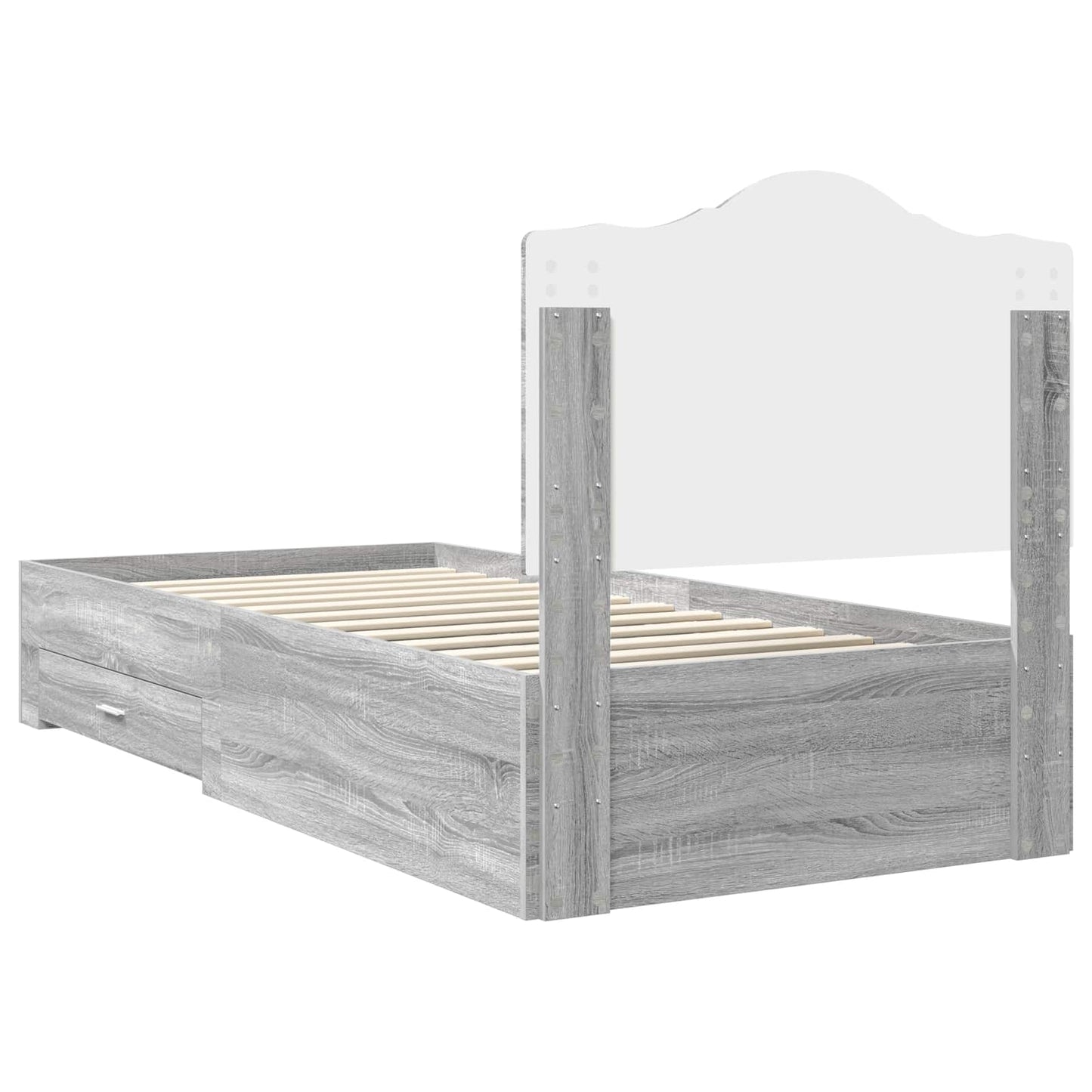 Bedframe met hoofdeinde Grijs Sonoma 90 x 190 cm Bewerkt hout is nu te koop bij PeponiXL, paradijselijk wonen!