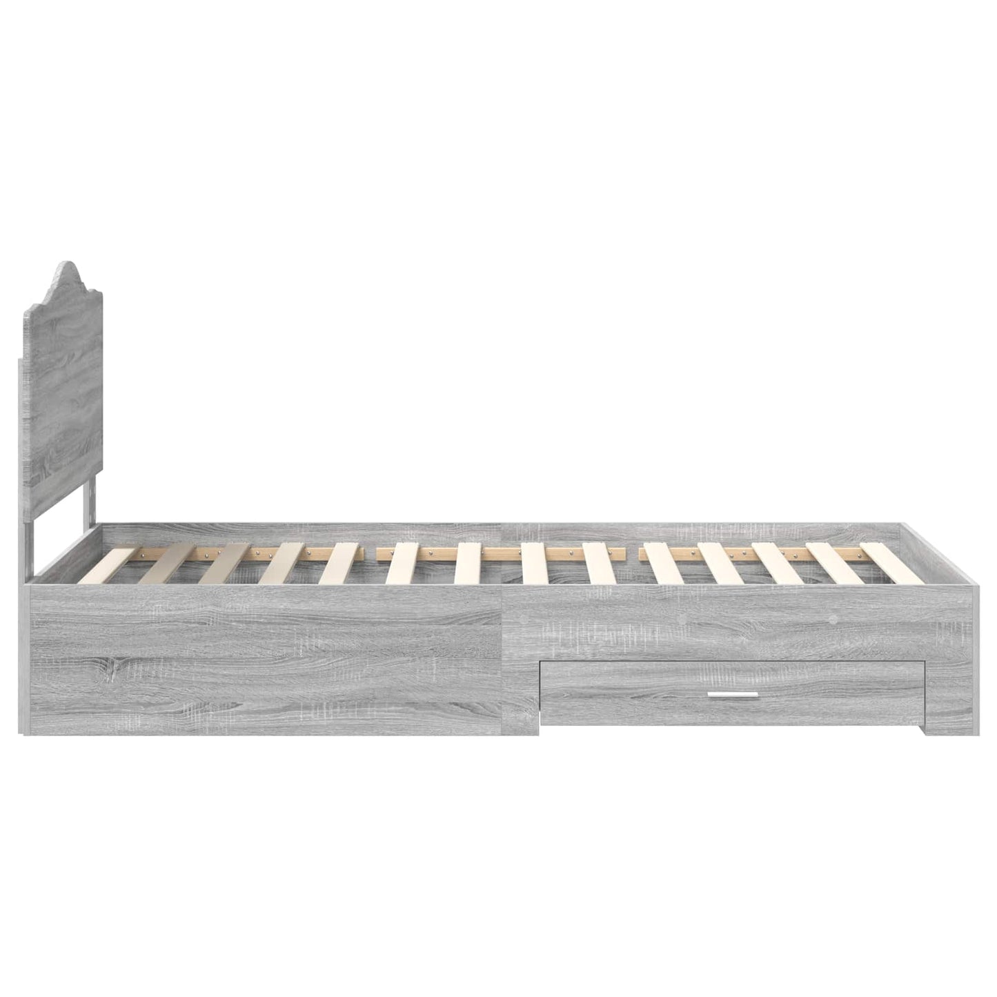 Bedframe met hoofdeinde Grijs Sonoma 90 x 190 cm Bewerkt hout is nu te koop bij PeponiXL, paradijselijk wonen!