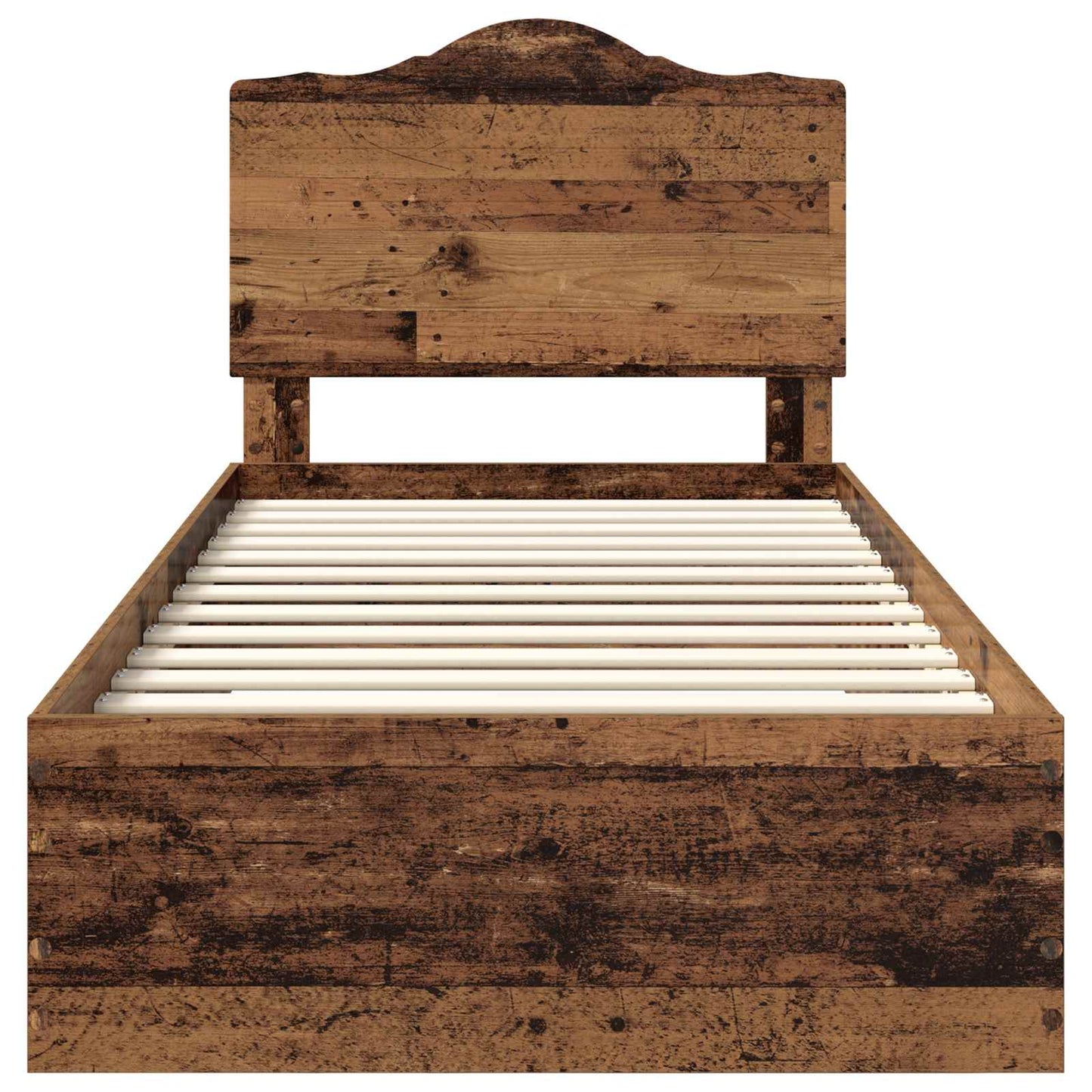Bedframe met hoofdeinde Oudhout 90 x 190 cm Bewerkt hout is nu te koop bij PeponiXL, paradijselijk wonen!