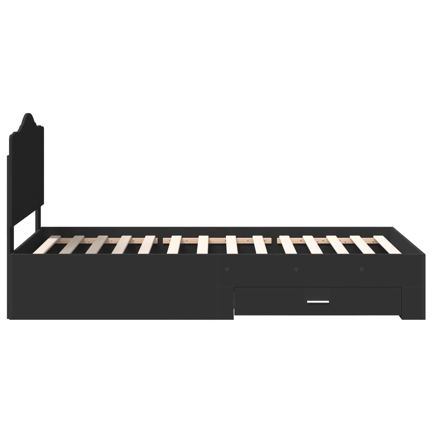 Bedframe met hoofdeinde met lade Zwart 70 x 190 cm Bewerkt hout is nu te koop bij PeponiXL, paradijselijk wonen!