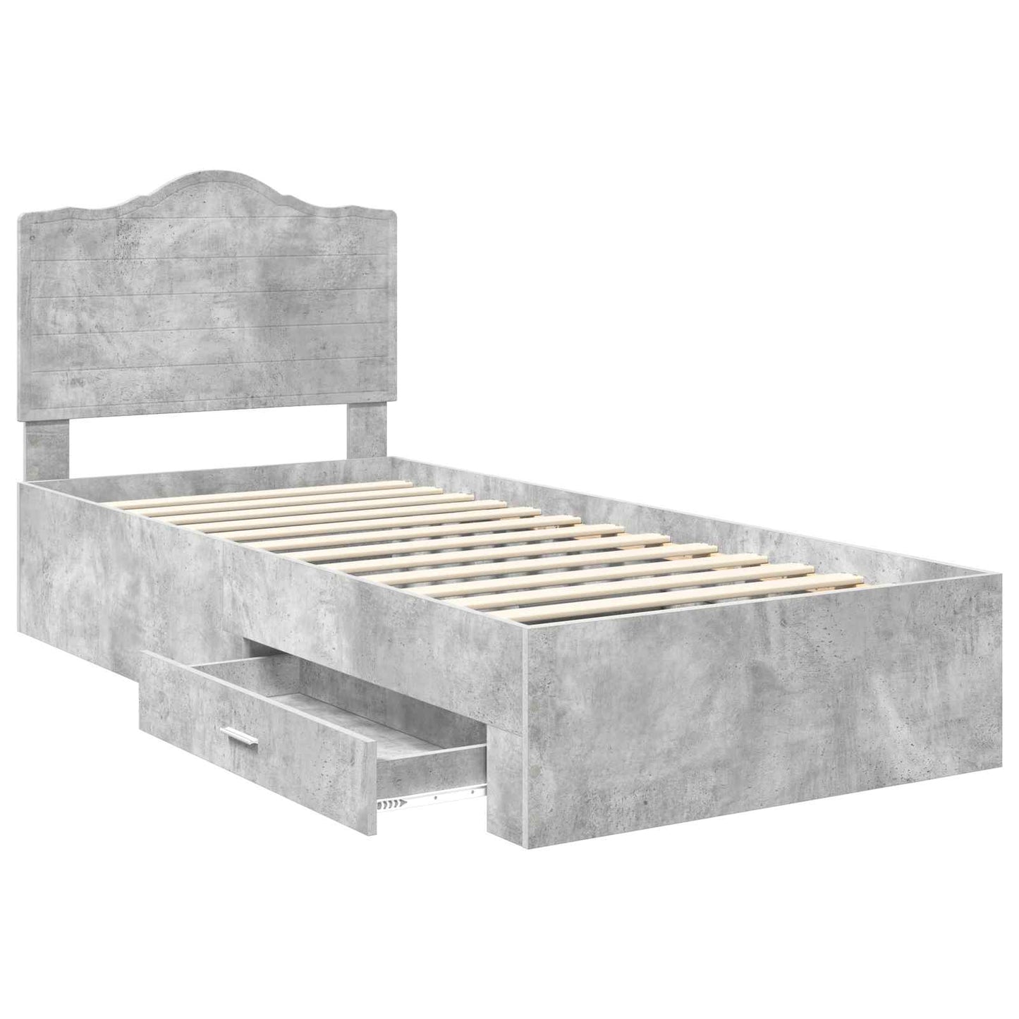 Bedframe met hoofdeinde Beton Grijs 70 x 190 cm Bewerkt hout is nu te koop bij PeponiXL, paradijselijk wonen!