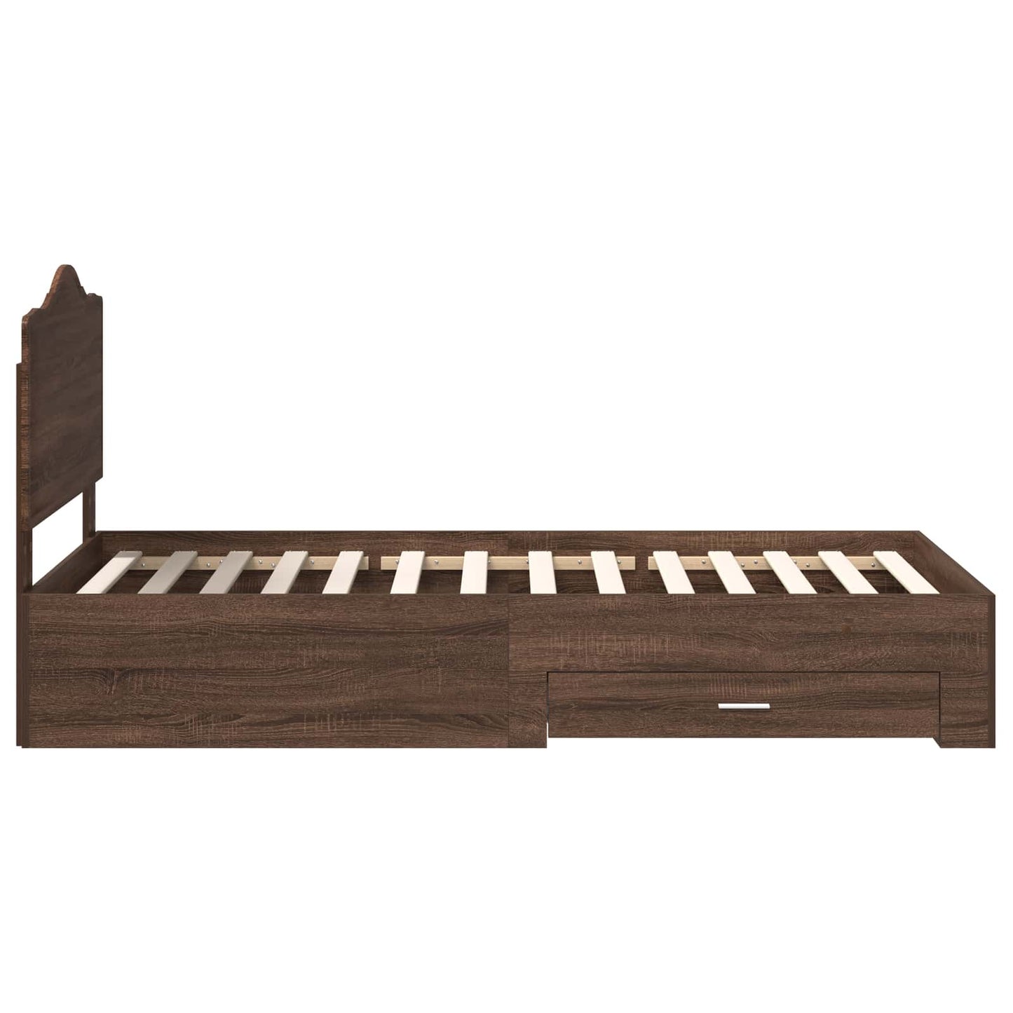 Bedframe met hoofdeinde Bruin Eiken 70 x 190 cm Bewerkt hout is nu te koop bij PeponiXL, paradijselijk wonen!