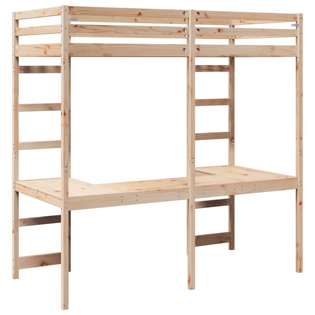 Hoogslaper bedframe Naturel 90 x 200 cm Massief grenenhout is nu te koop bij PeponiXL, paradijselijk wonen!