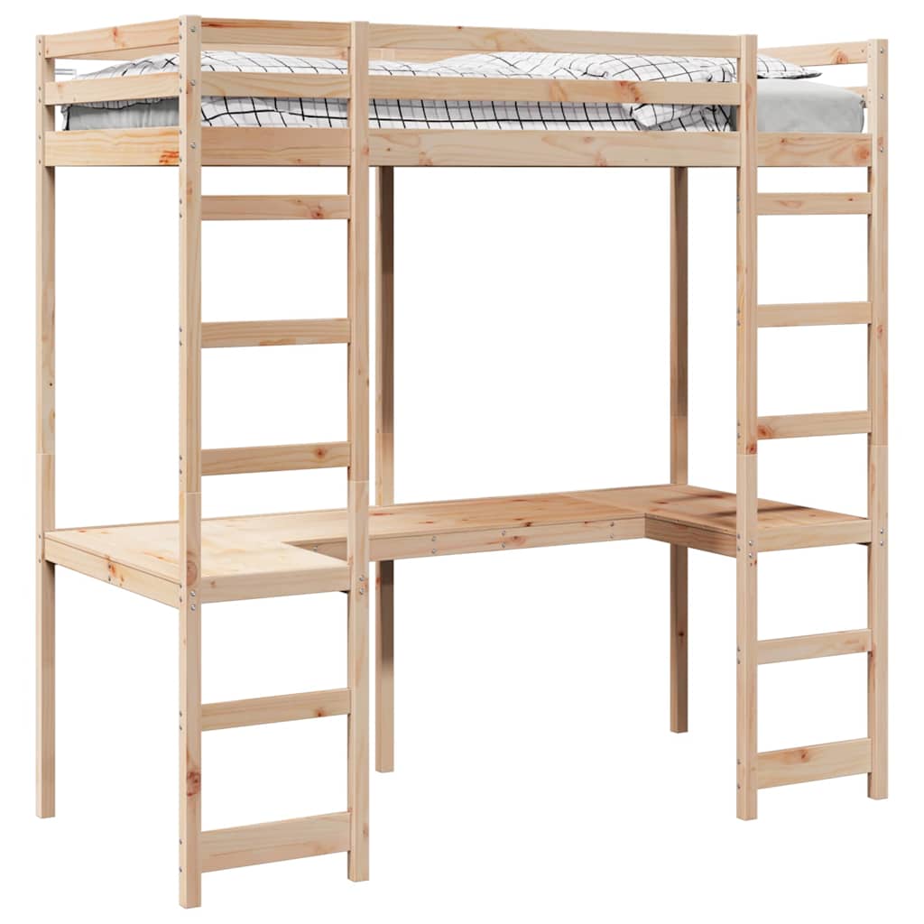 Hoogslaper bedframe Naturel 80 x 200 cm Massief grenenhout is nu te koop bij PeponiXL, paradijselijk wonen!