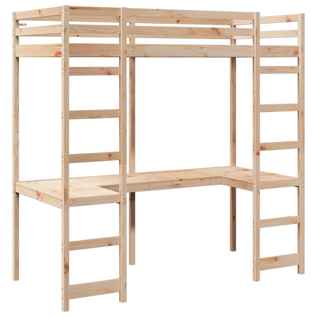 Hoogslaper bedframe Naturel 80 x 200 cm Massief grenenhout is nu te koop bij PeponiXL, paradijselijk wonen!