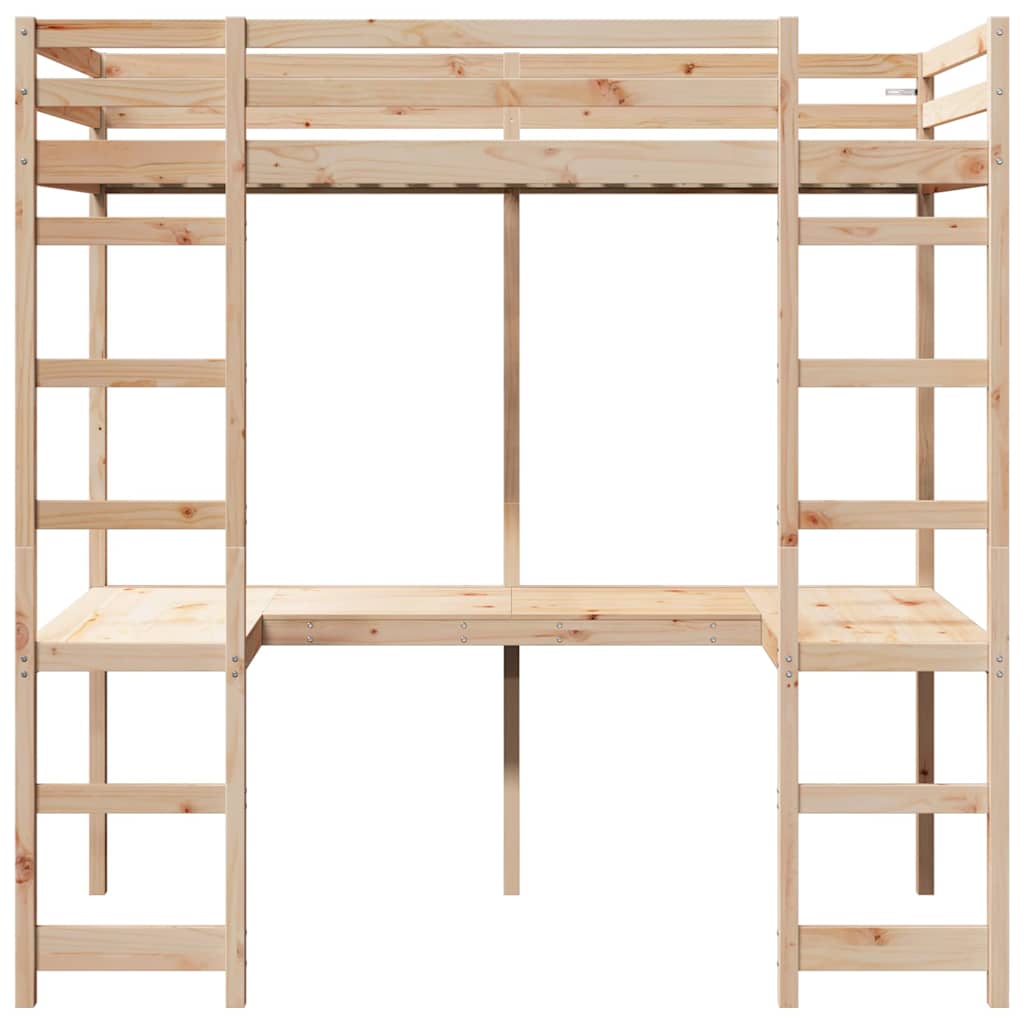 Hoogslaper bedframe Naturel 80 x 200 cm Massief grenenhout is nu te koop bij PeponiXL, paradijselijk wonen!