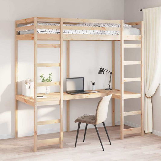 Hoogslaper bedframe Naturel 90 x 190 cm Massief grenenhout is nu te koop bij PeponiXL, paradijselijk wonen!
