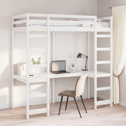Hoogslaper bedframe Wit 90 x 190 cm Massief grenenhout is nu te koop bij PeponiXL, paradijselijk wonen!