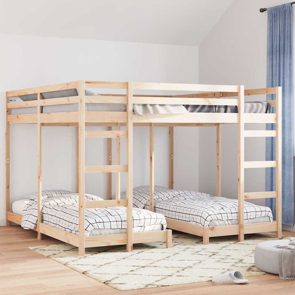 Drie-hoog Bunk Bed Frame Naturel 80 / 200 x 200 cm is nu te koop bij PeponiXL, paradijselijk wonen!