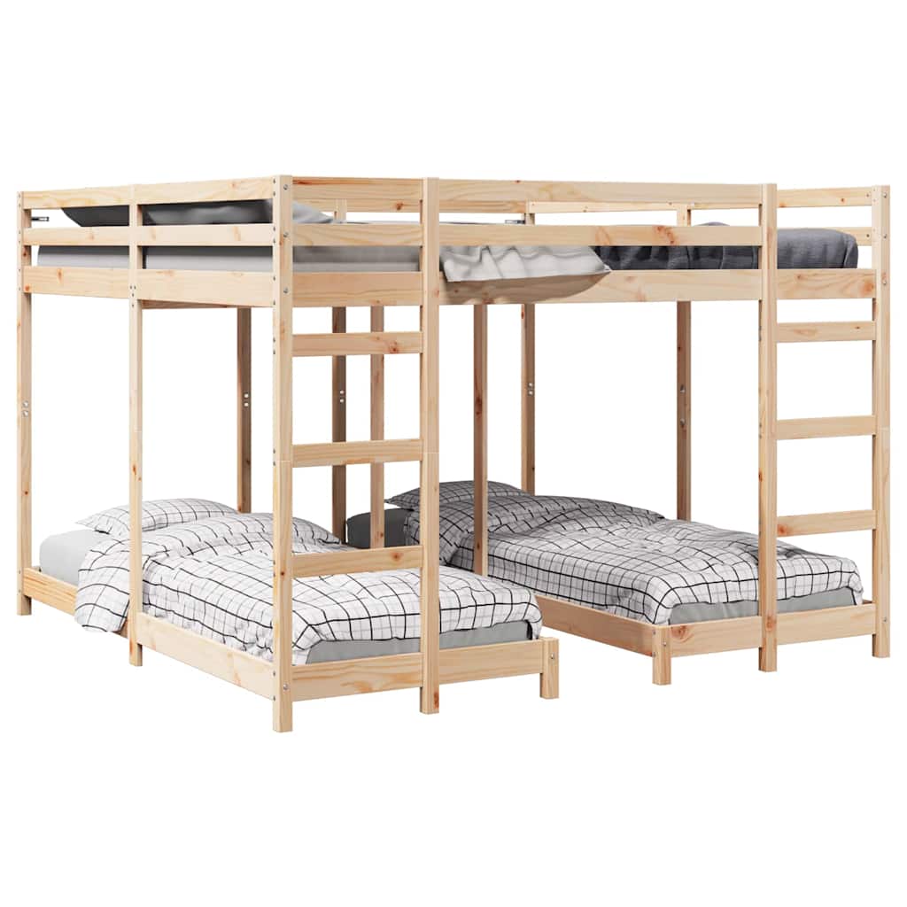 Drie-hoog Bunk Bed Frame Naturel 80 / 200 x 200 cm is nu te koop bij PeponiXL, paradijselijk wonen!