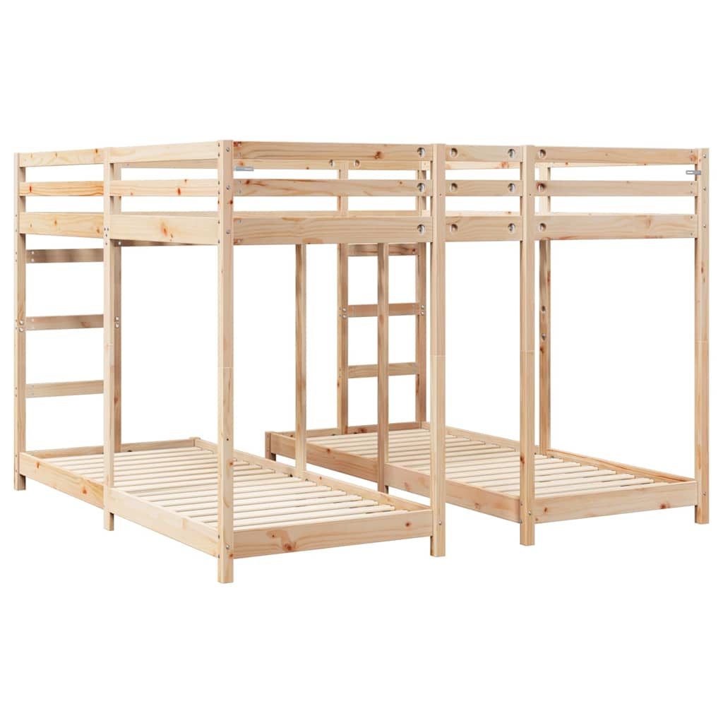 Drie-hoog Bunk Bed Frame Naturel 80 / 200 x 200 cm is nu te koop bij PeponiXL, paradijselijk wonen!