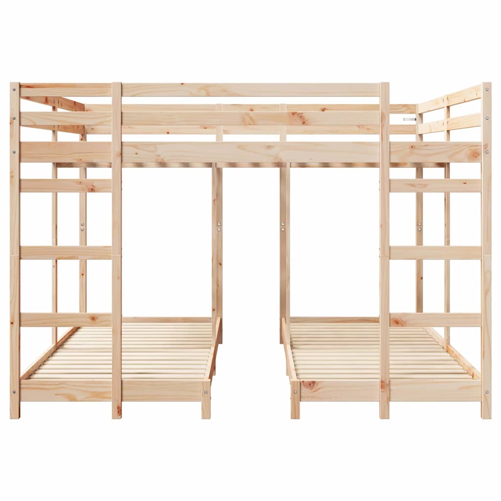 Drie-hoog Bunk Bed Frame Naturel 80 / 200 x 200 cm is nu te koop bij PeponiXL, paradijselijk wonen!