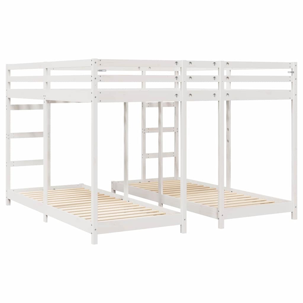 Drie-hoog Bunk Bed Frame Wit 200 x 200 cm Massief grenenhout is nu te koop bij PeponiXL, paradijselijk wonen!