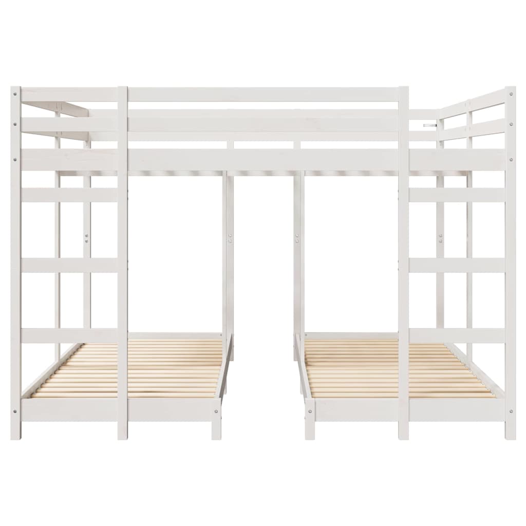Drie-hoog Bunk Bed Frame Wit 200 x 200 cm Massief grenenhout is nu te koop bij PeponiXL, paradijselijk wonen!