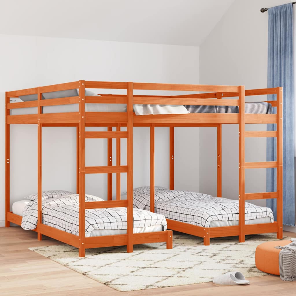 Drie-hoog Bunk Bed Frame Wasbruin 200 x 200 cm is nu te koop bij PeponiXL, paradijselijk wonen!