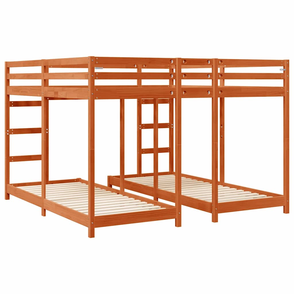 Drie-hoog Bunk Bed Frame Wasbruin 200 x 200 cm is nu te koop bij PeponiXL, paradijselijk wonen!