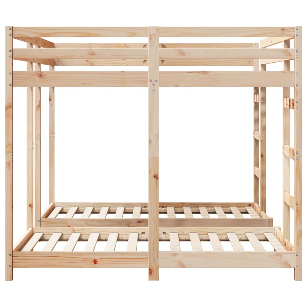 Drie-hoog Bunk Bed Frame Bruin 160 x 200 cm Massief grenenhout is nu te koop bij PeponiXL, paradijselijk wonen!