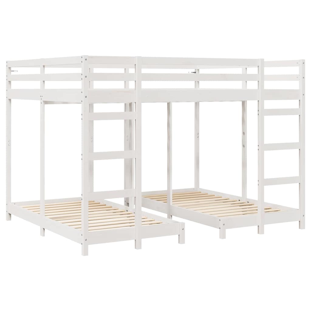 Drie-hoog Bunk Bed Frame Wit 160 x 200 cm Massief grenenhout is nu te koop bij PeponiXL, paradijselijk wonen!