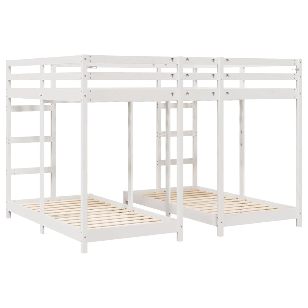 Drie-hoog Bunk Bed Frame Wit 160 x 200 cm Massief grenenhout is nu te koop bij PeponiXL, paradijselijk wonen!