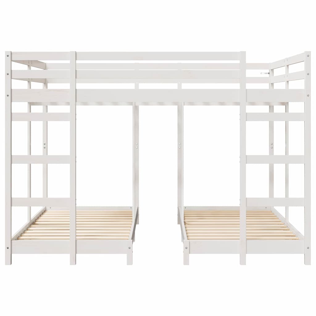 Drie-hoog Bunk Bed Frame Wit 160 x 200 cm Massief grenenhout is nu te koop bij PeponiXL, paradijselijk wonen!