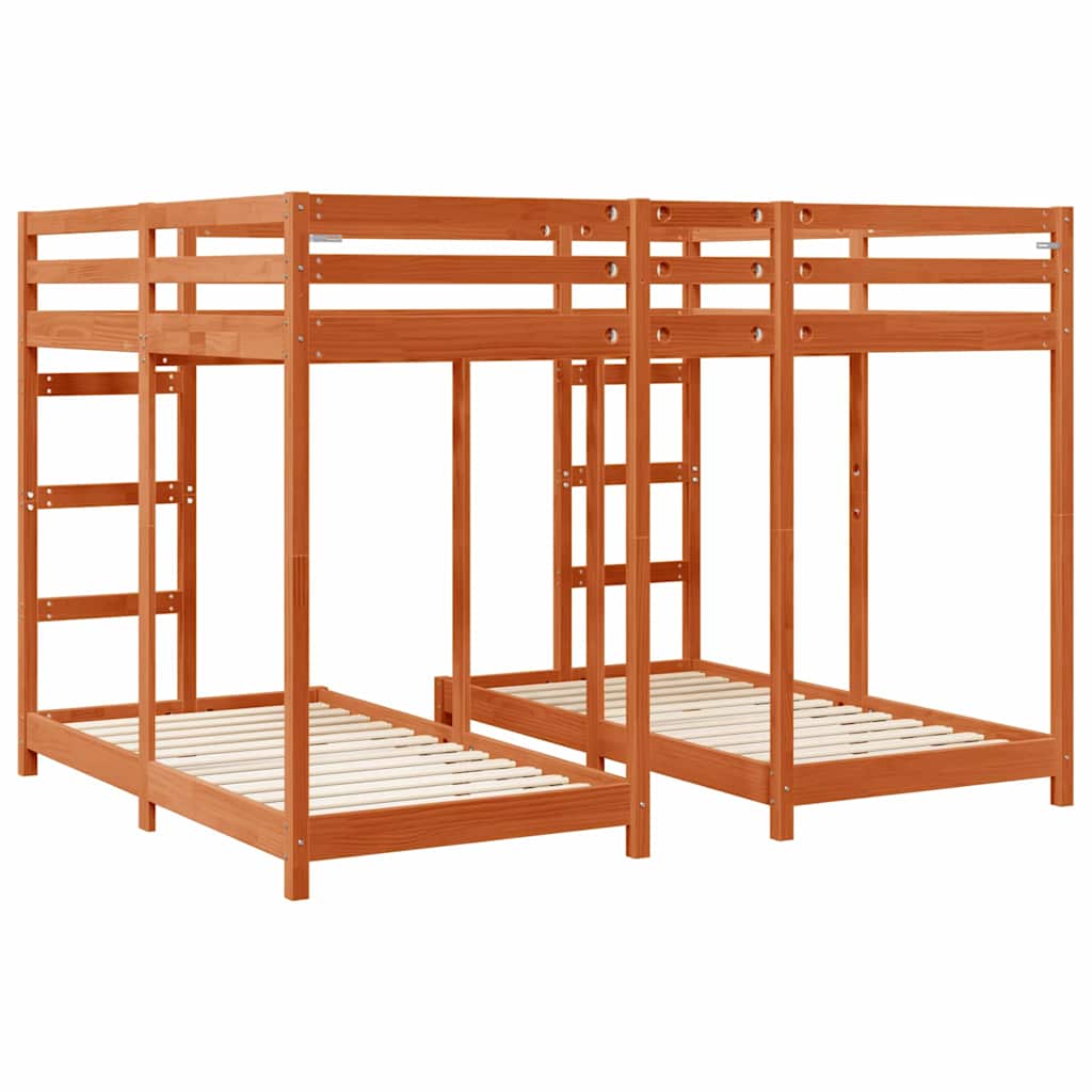 Drie-hoog Bunk Bed Frame Wasbruin 160 x 200 cm is nu te koop bij PeponiXL, paradijselijk wonen!