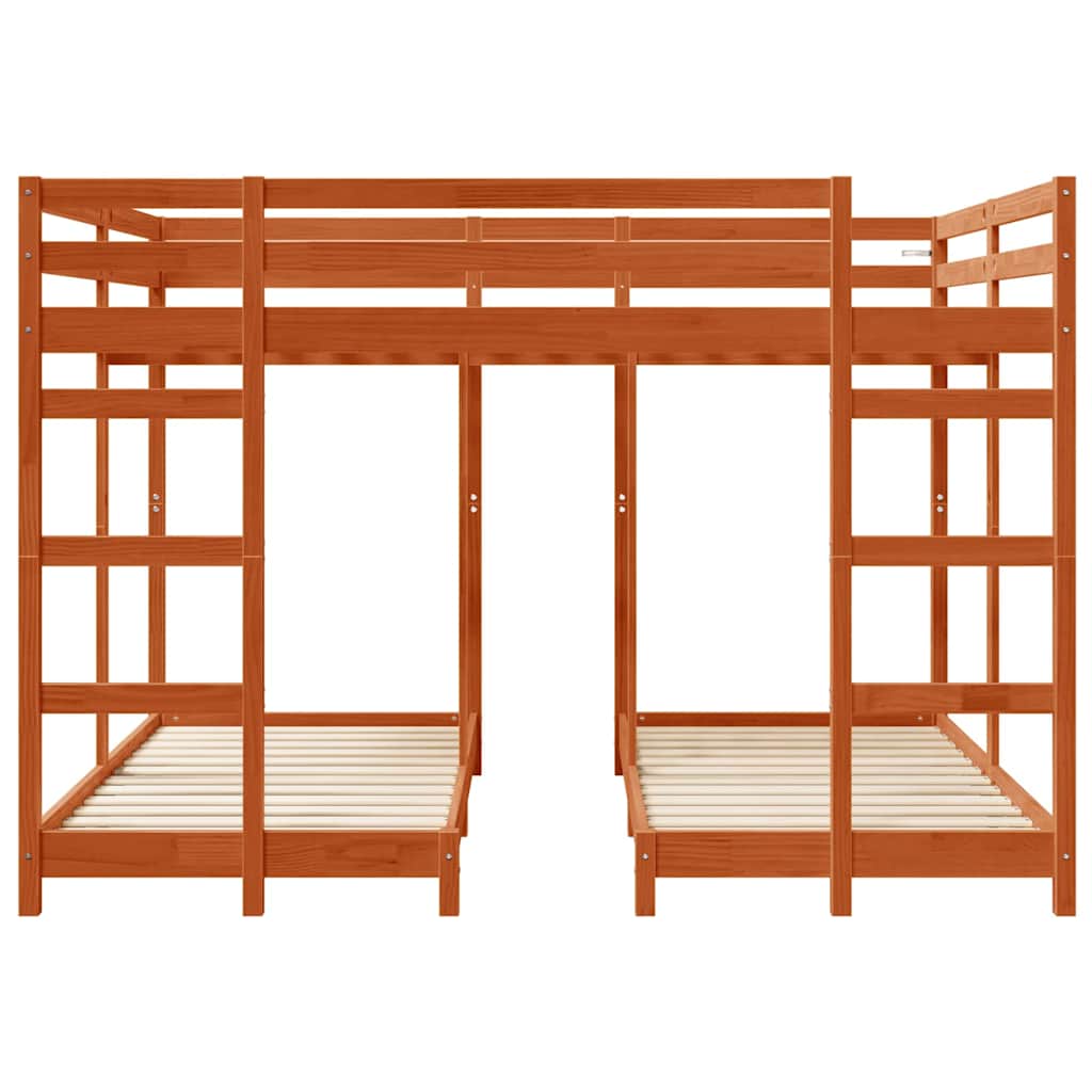 Drie-hoog Bunk Bed Frame Wasbruin 160 x 200 cm is nu te koop bij PeponiXL, paradijselijk wonen!