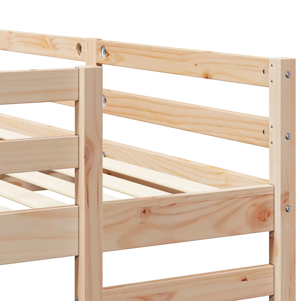 Drie-hoog Bunk Bed Frame Bruin 140 x 200 cm Massief grenenhout is nu te koop bij PeponiXL, paradijselijk wonen!