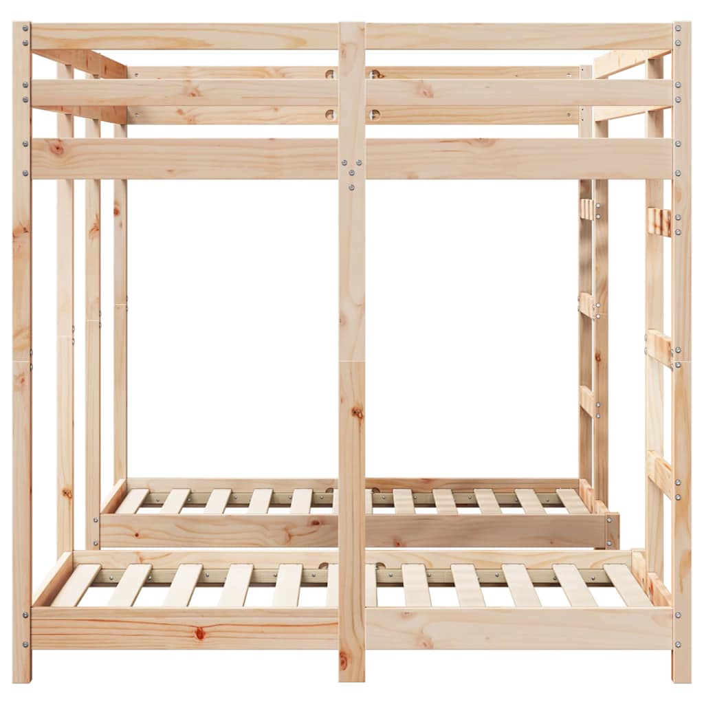 Drie-hoog Bunk Bed Frame Bruin 140 x 200 cm Massief grenenhout is nu te koop bij PeponiXL, paradijselijk wonen!