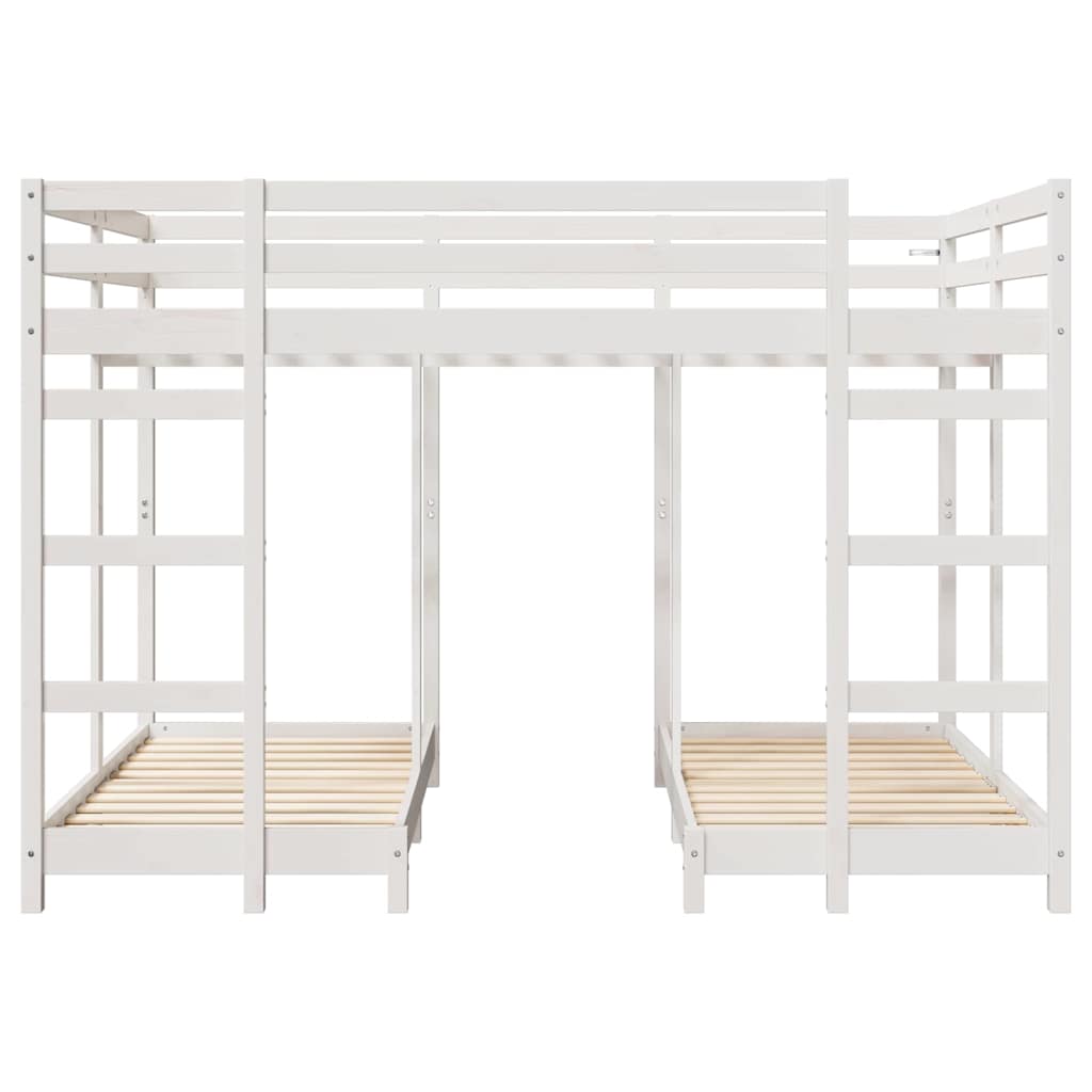Drie-hoog Bunk Bed Frame Wit 140 x 200 cm Massief grenenhout is nu te koop bij PeponiXL, paradijselijk wonen!