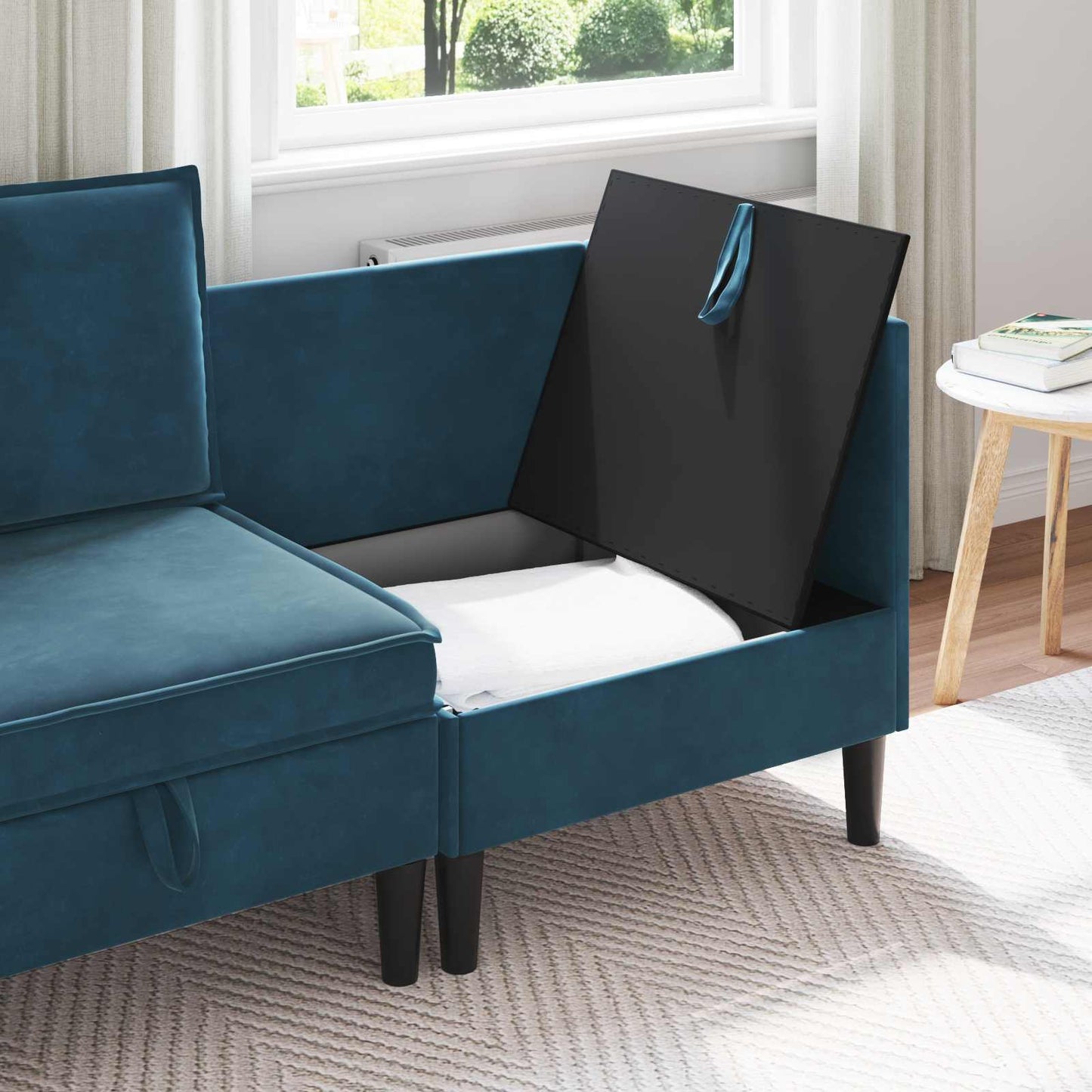 Bank met opslag Blauw Fluweel is nu te koop bij PeponiXL, paradijselijk wonen!