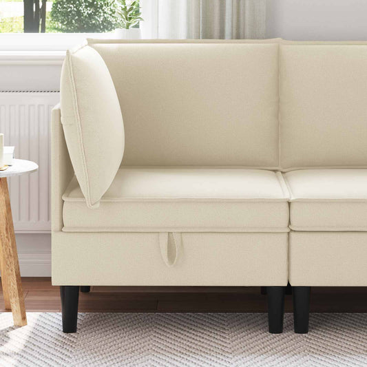 Hoeksofa met Opbergruimte Crèmekleurig Fluweel is nu te koop bij PeponiXL, paradijselijk wonen!