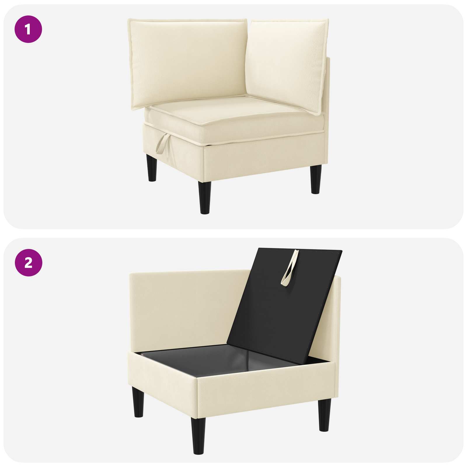 Hoeksofa met Opbergruimte Crèmekleurig Fluweel is nu te koop bij PeponiXL, paradijselijk wonen!