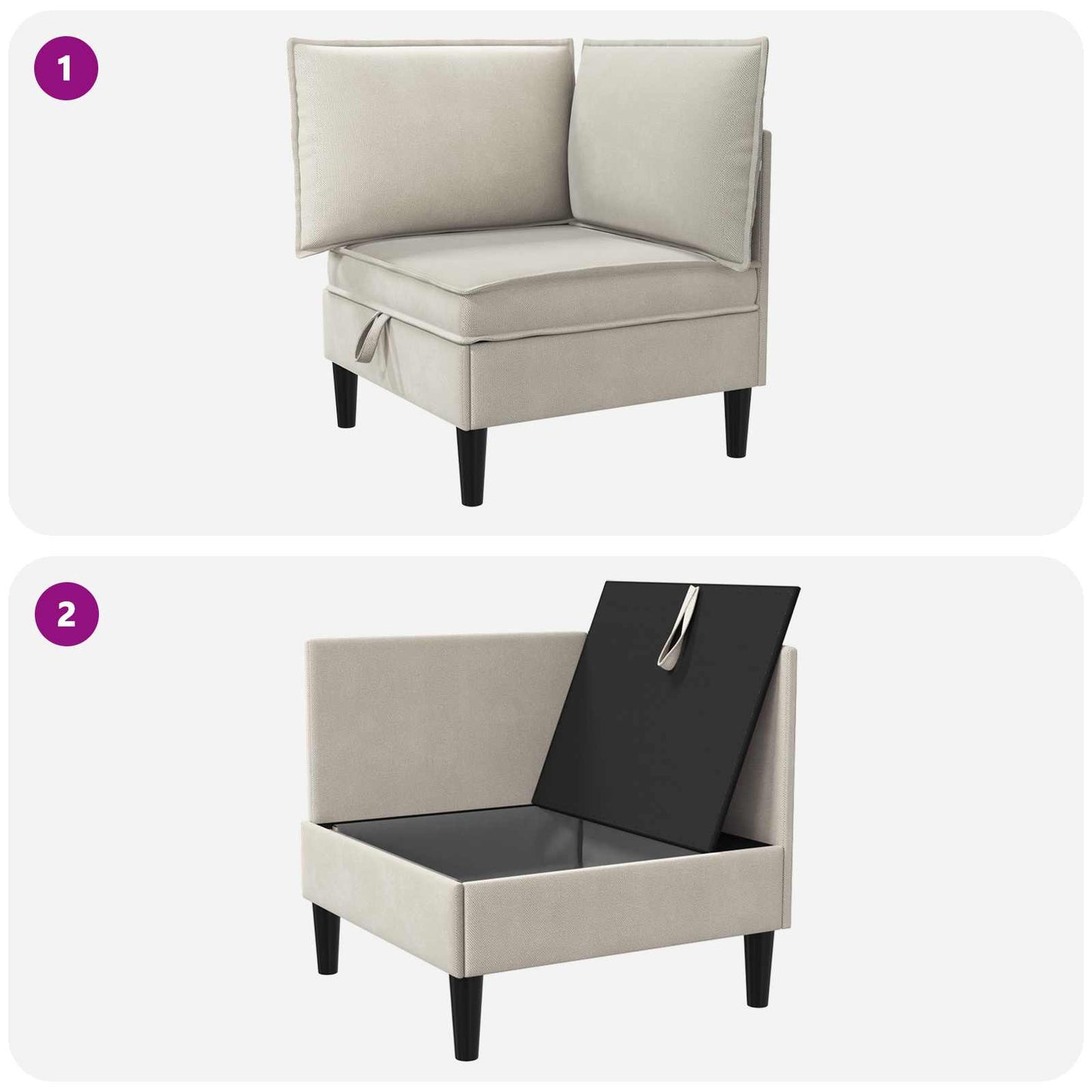 Hoeksofa met Opbergruimte Havermout Fluweel is nu te koop bij PeponiXL, paradijselijk wonen!