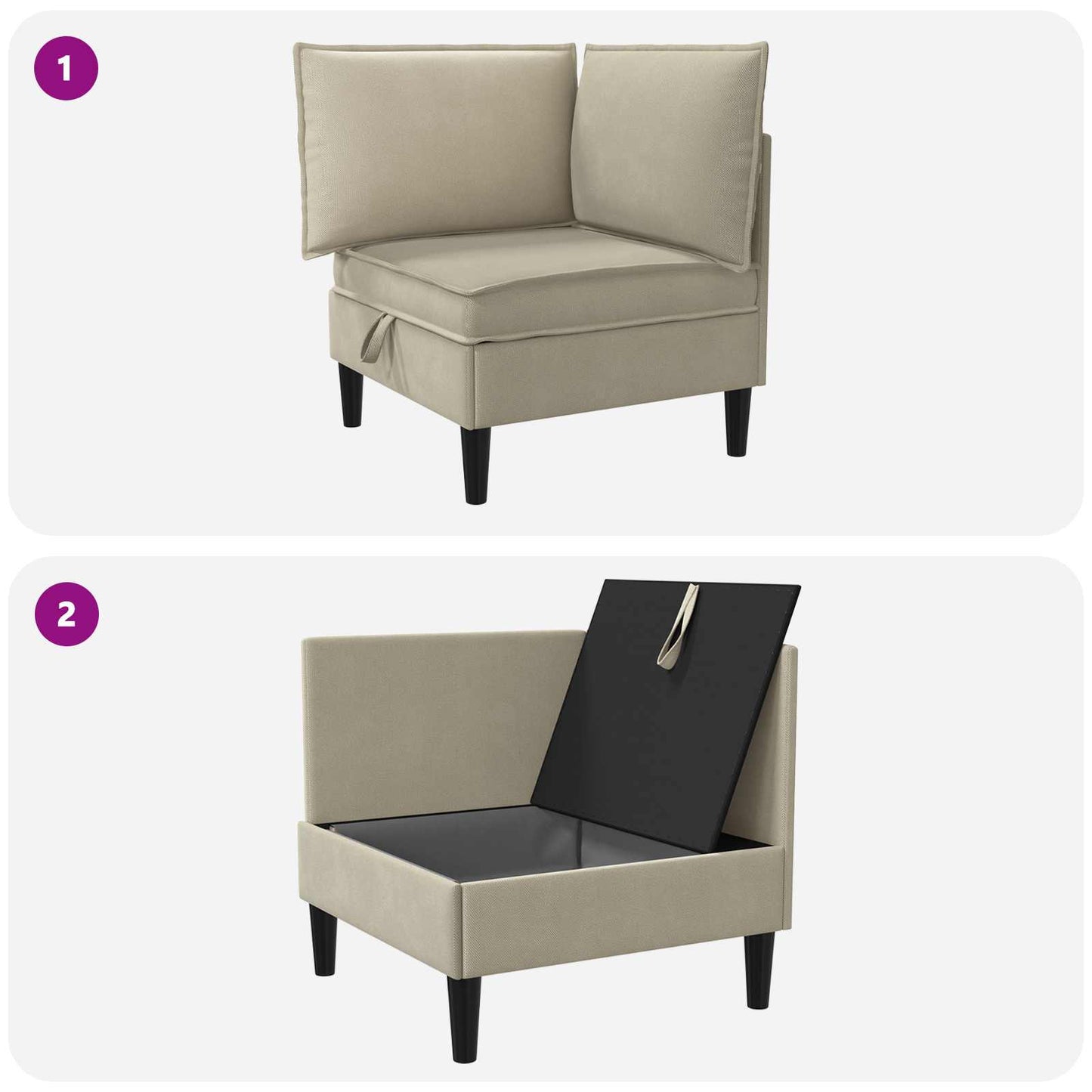 Hoeksofa met Opbergruimte Zand Fluweel is nu te koop bij PeponiXL, paradijselijk wonen!