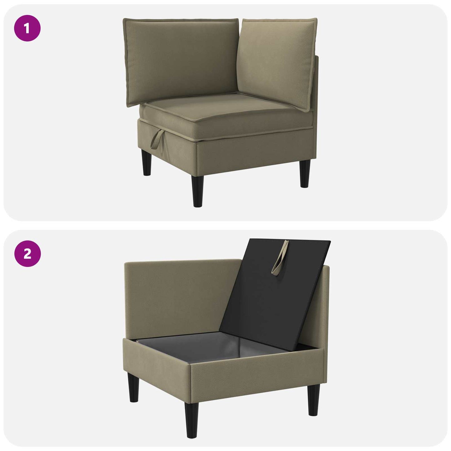 Hoeksofa met Opbergruimte Kaki Fluweel is nu te koop bij PeponiXL, paradijselijk wonen!