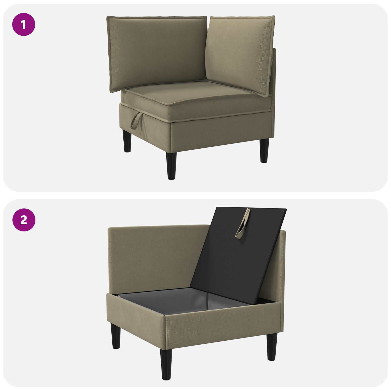 Hoeksofa met Opbergruimte Kaki Fluweel is nu te koop bij PeponiXL, paradijselijk wonen!
