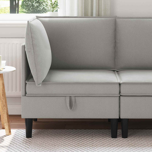 Hoeksofa met Opbergruimte Lichtgrijs Fluweel is nu te koop bij PeponiXL, paradijselijk wonen!