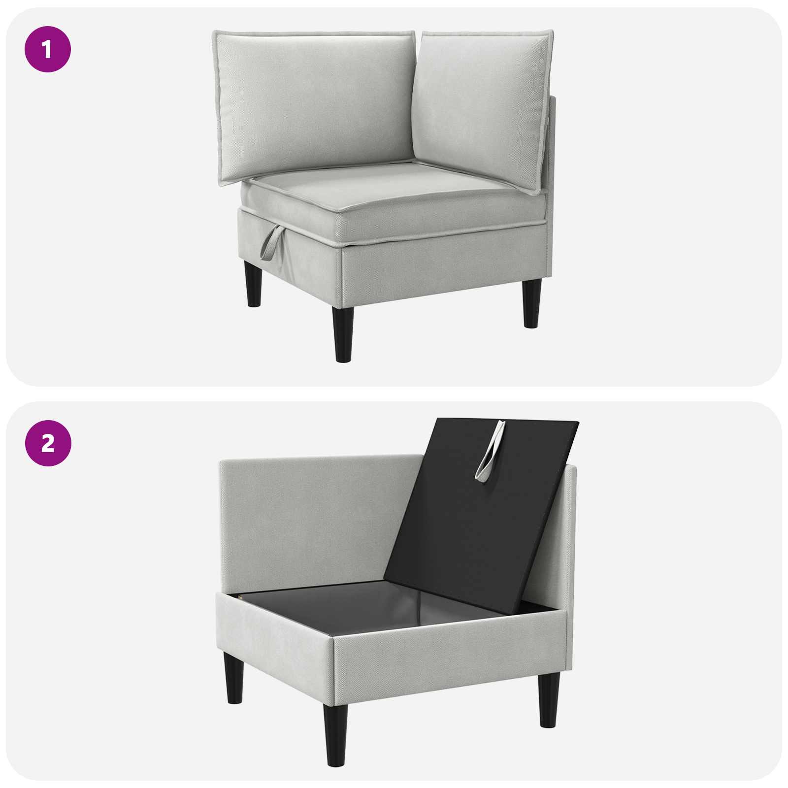 Hoeksofa met Opbergruimte Lichtgrijs Fluweel is nu te koop bij PeponiXL, paradijselijk wonen!