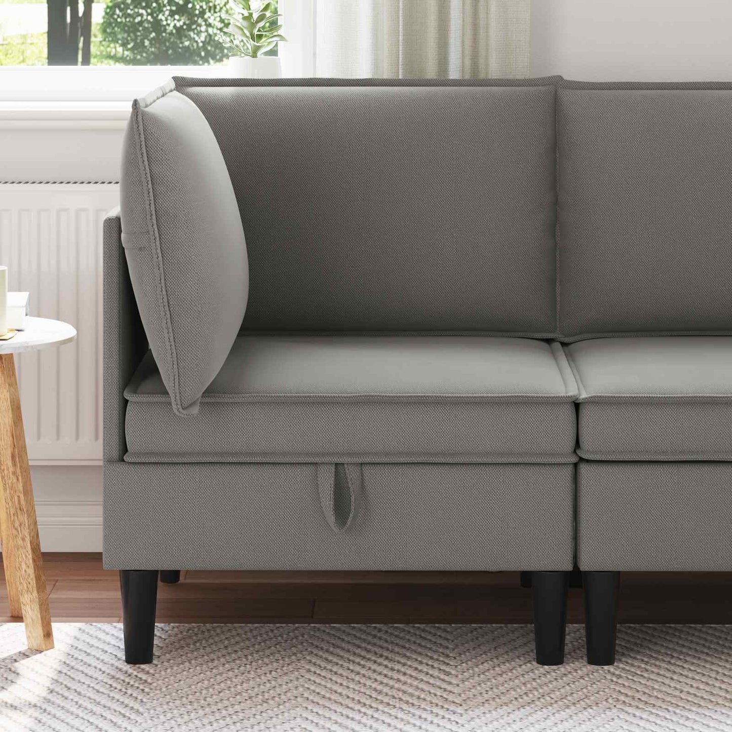 Hoeksofa met Opbergruimte Donkergrijs Fluweel is nu te koop bij PeponiXL, paradijselijk wonen!